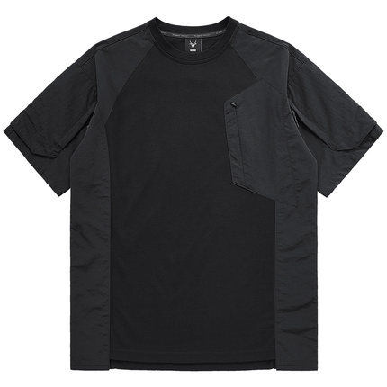 VIP拼接设计感短袖T恤男夏季半袖圆领体恤衫重磅机能小众解构上衣