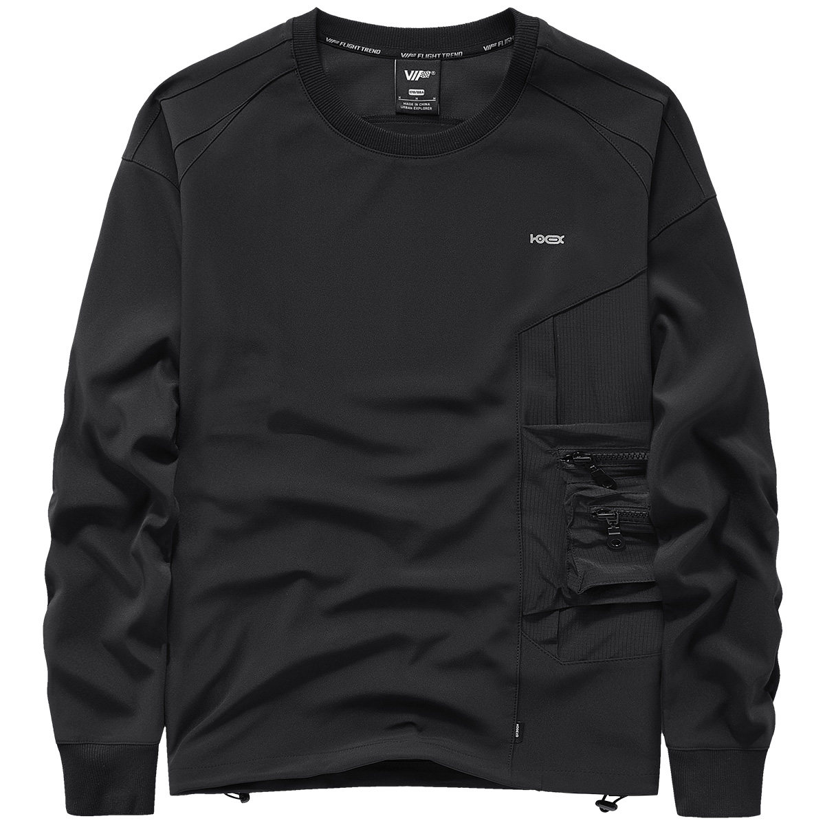 VIP暗黑系机能卫衣男多口袋拼接圆领长袖t恤设计感小众上衣ins潮,男装,卫衣,淘宝优惠券,粉丝福利购,淘宝优惠卷