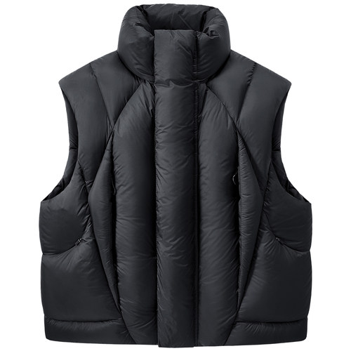 圆弧切割设计感加厚情侣羽绒马甲