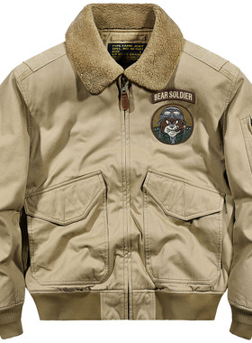 VIP冬季仿羊羔绒外套男棉服飞行员夹克复古工装棉衣加绒加厚棉袄