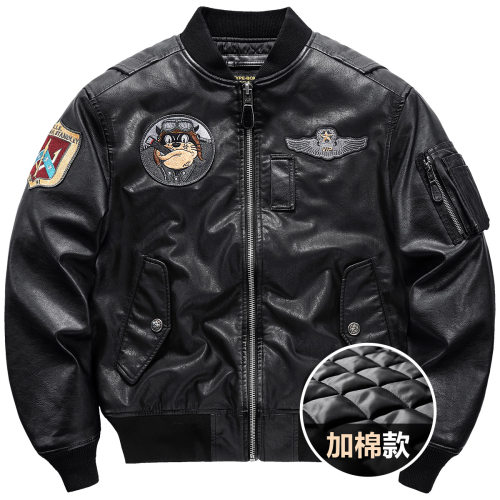 机车皮衣加厚棉服冬季飞行员外套
