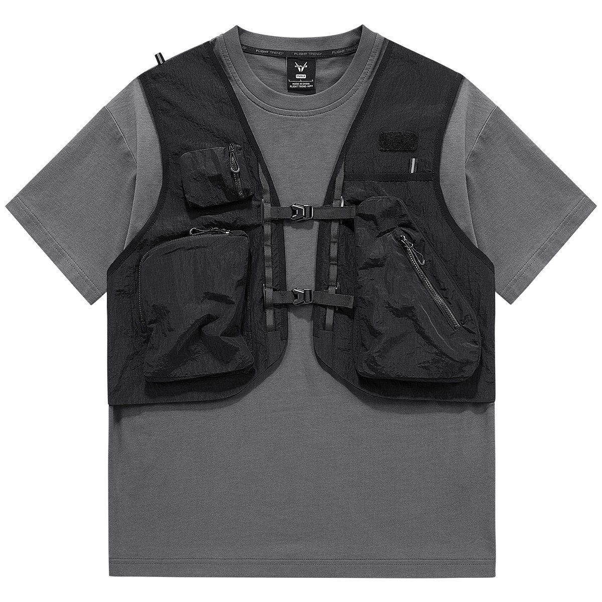 VIP夏季假两件拼接短袖T恤男户外机能风多口袋半袖体恤衫潮牌上衣,男装,T恤,淘宝优惠券,粉丝福利购,淘宝优惠卷