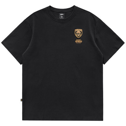 VIP夏季刺绣短袖t恤男美式复古重磅正肩体恤vintage半袖宽松上衣