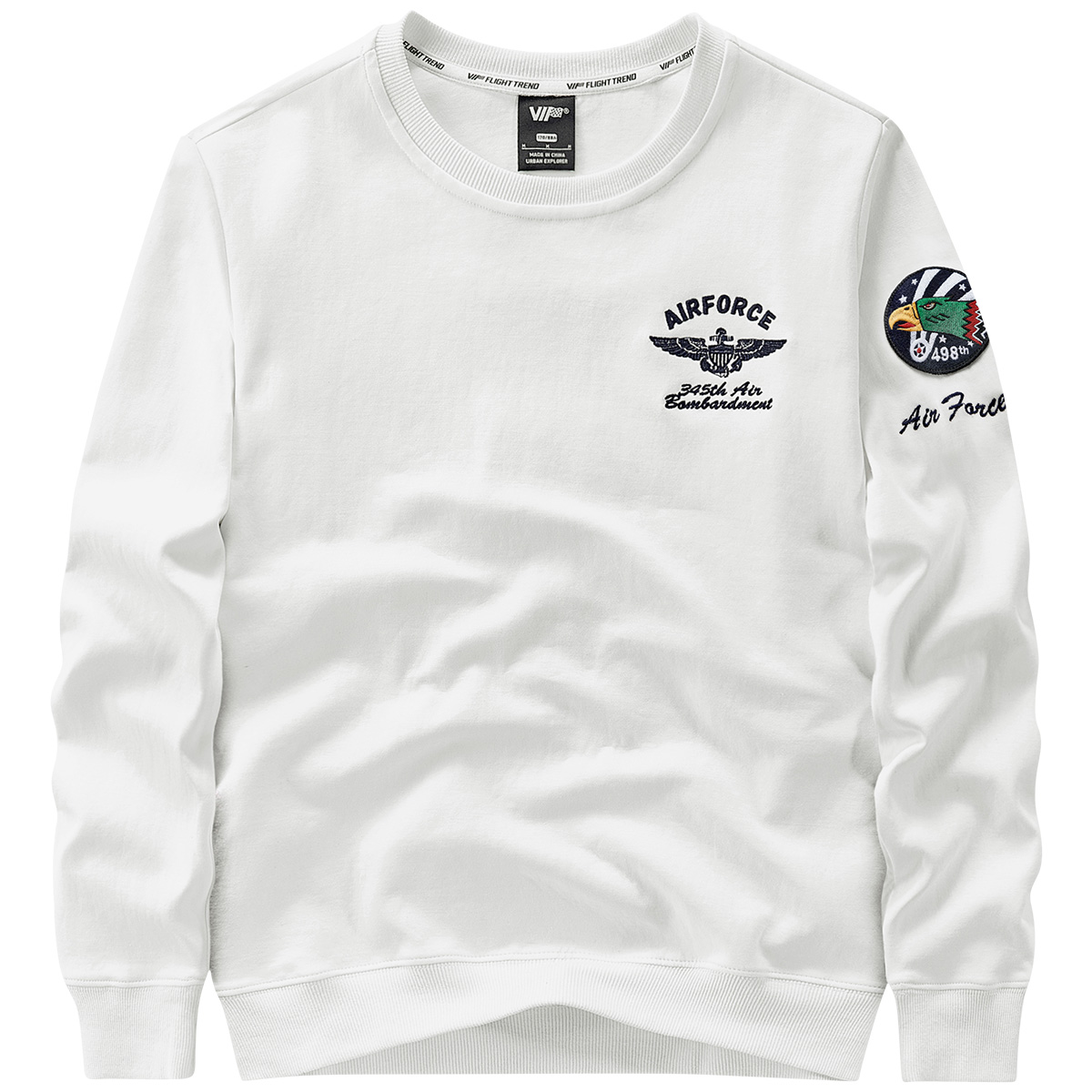 刺绣圆领卫衣复古徽章长袖T恤