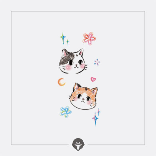 再变纹身贴喵缘彩色猫咪卡通女