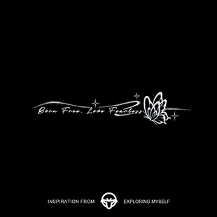 再变 生来自由，爱而无畏草本纹身贴防水持久英文少女蝴蝶纹身贴