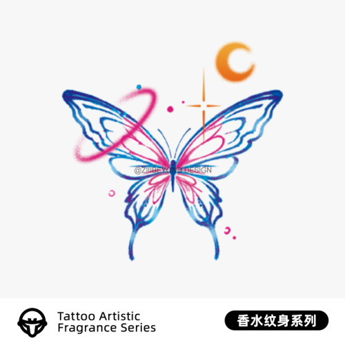 再变月梦蝶蝴蝶香水纹身贴
