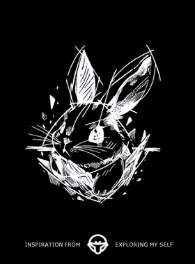 再变草本纹身贴线描兔可爱动物