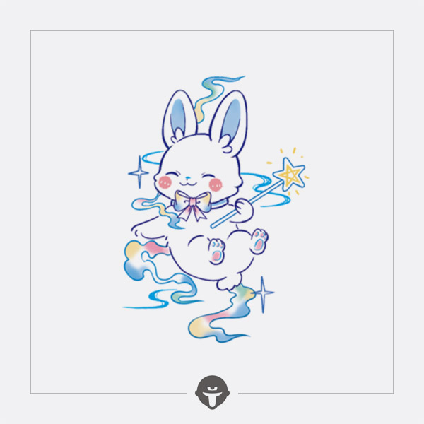 再变纹身贴精灵兔卡通可爱蓝色