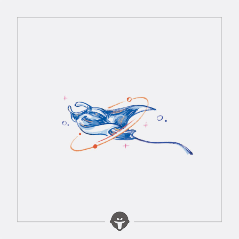 再变纹身贴魔鬼鱼水彩卡通彩色