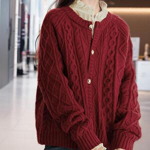羊毛毛衣外套女开衫圆领外套短款