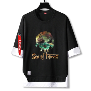 Steam盗贼之海沙盒游戏周边假两件五分袖男女短袖t恤衫中袖上衣服