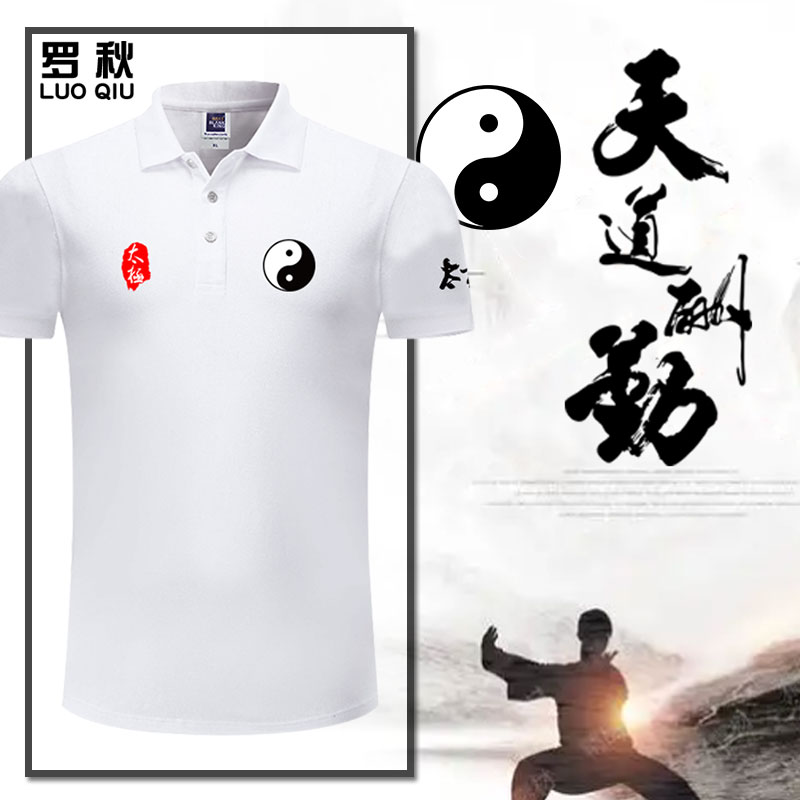 武当太极拳无极中国风武术功夫晨练POLO衫男女带有领纯棉短袖t恤