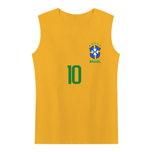 2021巴西队国家队美洲杯足球迷服内马尔无袖t恤衫男士纯棉背心夏