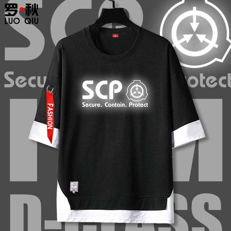 SCP基金会中二病者联盟控制收容动漫夜光t恤短袖男女五分袖衫衣服