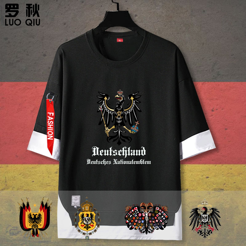德意志帝国历代帝国标志假两件5五分袖男女短袖t恤衫中袖宽松衣服-封面
