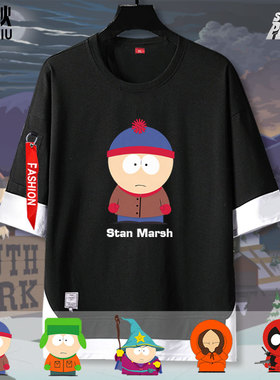 南方公园southpark短袖t恤衫男士学生五分袖中袖衣服宽松休闲夏装