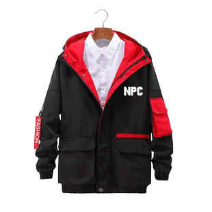 NPC道具合成创意游戏拼接连帽夹克薄款男女学生外套加绒休闲帽衫