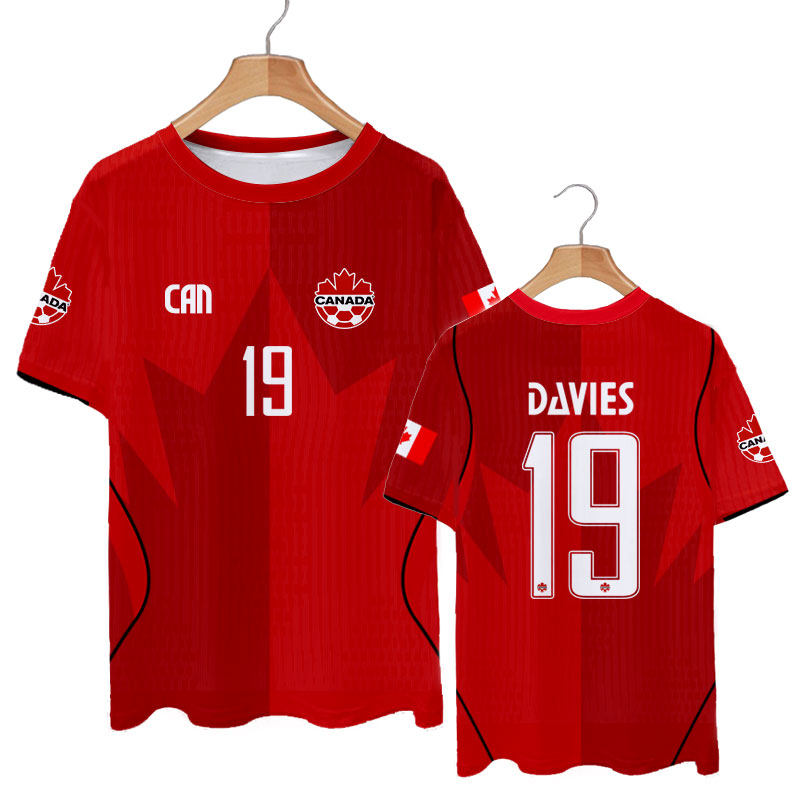 Canadian team uniforms for the 2026 World Cup, player version football clothes, quick-drying short-sleeved T-shirts for men and women, ice silk half-sleeved shirts thumbnail 4