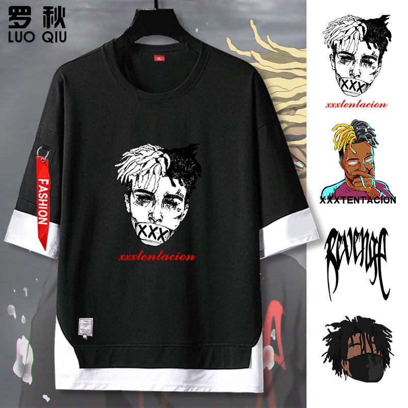 嘻哈说唱歌手xxxtentacion奥弗洛纪念假两件5五分袖男士短袖t恤衫