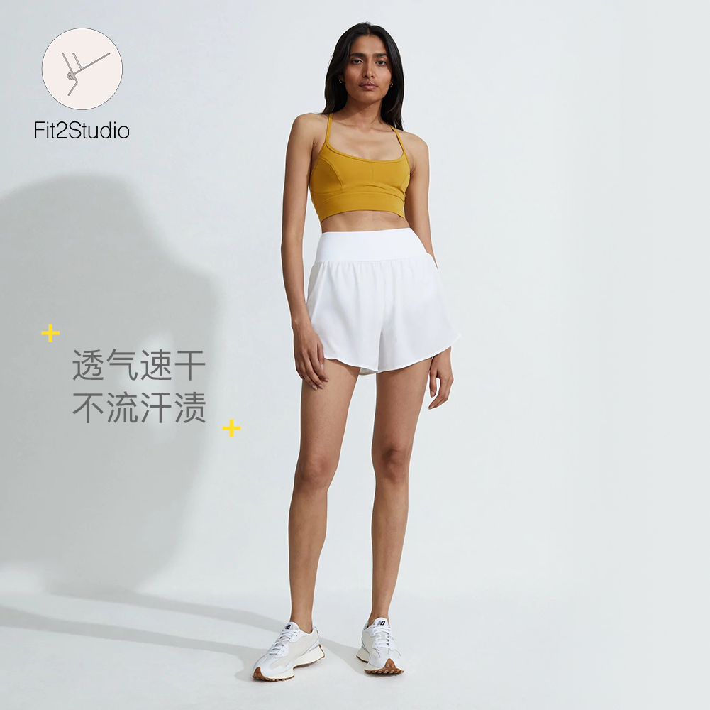 Fit2studio｜Varley夏季假两件防走光专业跑步训练网球四分裤