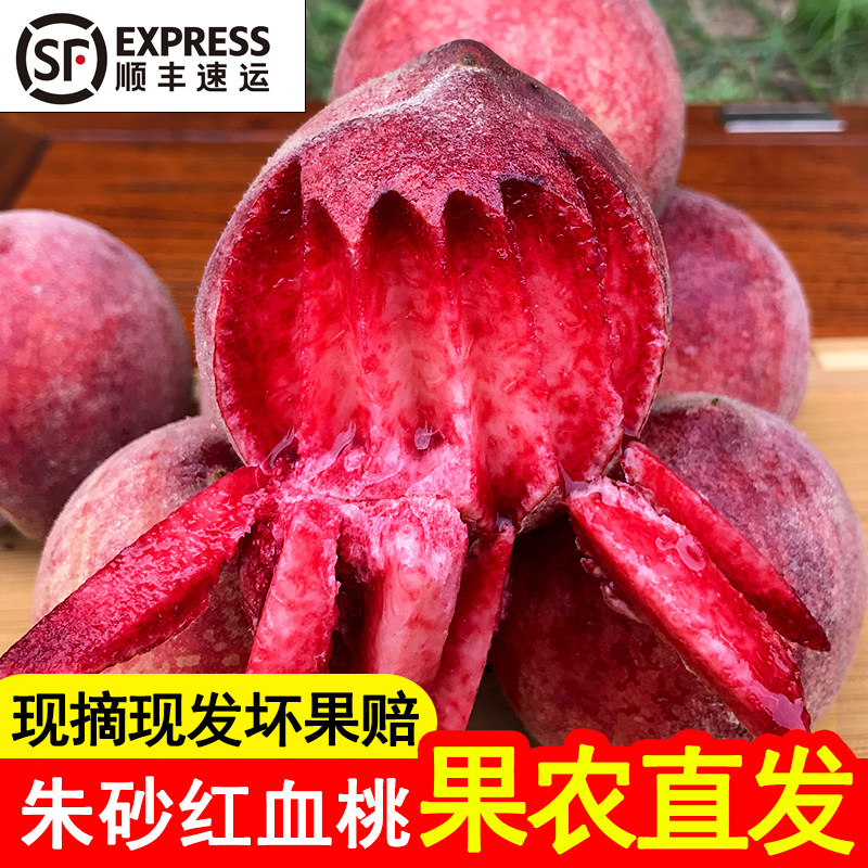 新鲜现摘孕妇孩子水果当季整箱脆甜朱砂红桃子红肉血桃水蜜桃毛桃