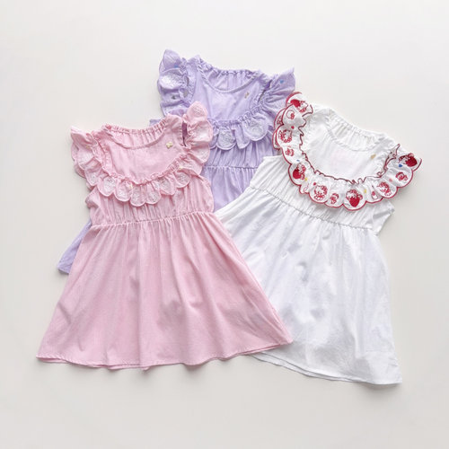 日系童装80-140女童夏季纯棉无袖