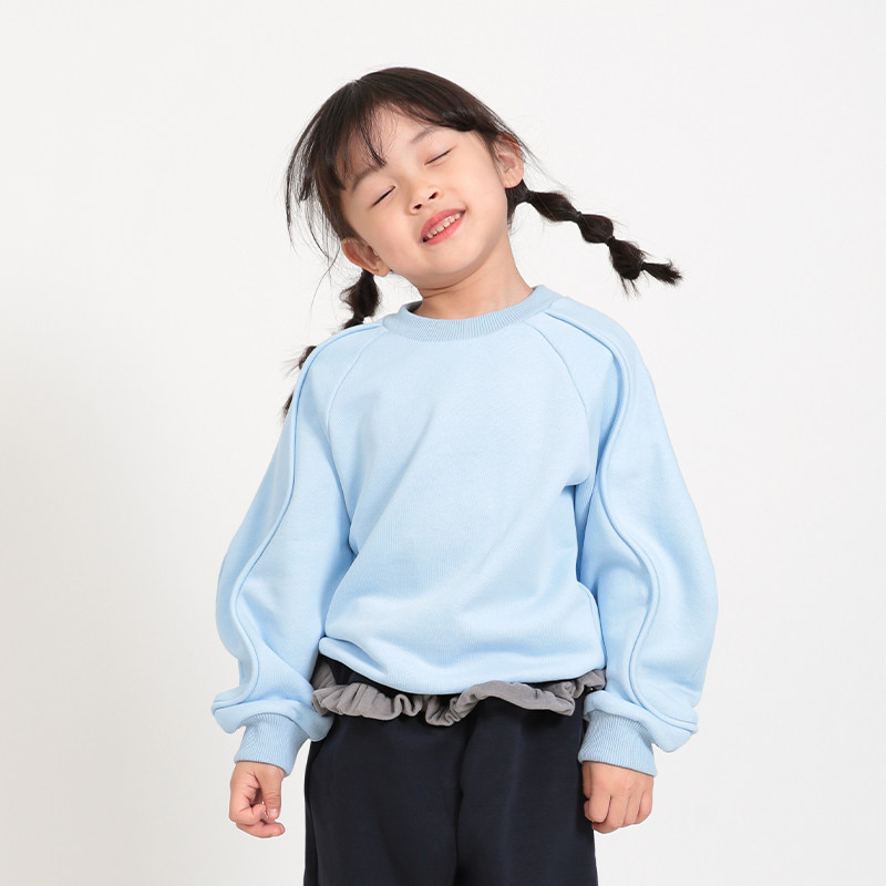 boxboxbox童装儿童纯色圆领卫衣套头纯棉女童秋冬洋气插肩袖上衣