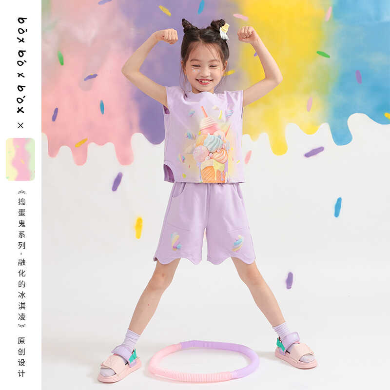 boxboxbox童装 冰淇淋印花套装  短袖短裤两件套女童夏季2024新款_boxboxbox_童装/婴儿装/亲子装-第4张图片-提都小院