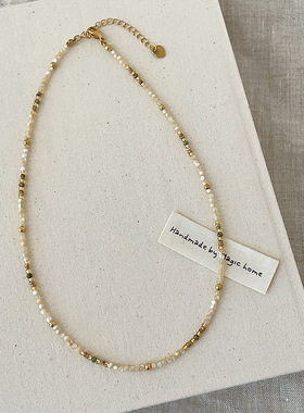 轻奢高级感贝母天然石串珠项链女简约优雅时尚精致百搭颈链锁骨链