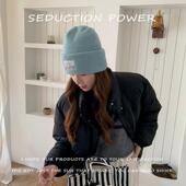 新款 秋冬天保暖护耳针织帽女户外骑车防风套头帽简约百搭毛线帽子