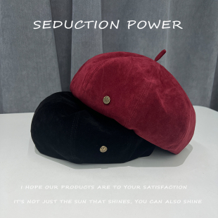 贝雷帽子女生秋冬天韩系新款气质显脸小南瓜八角帽安哥拉红画家帽