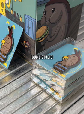 绝版顺丰Gumo Cockroach蟑螂吃汉堡勋章徽章胸针海绵宝宝官方周边