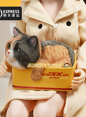 GUMO现货正版快递猫4纸箱萌宠物猫咪白色玳瑁橘猫3花潮玩公仔模型