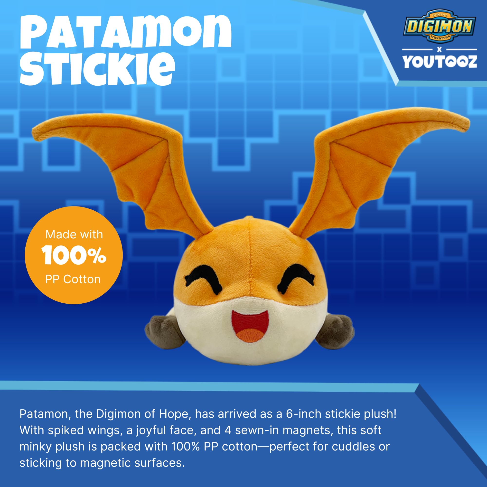 GUMO巴达兽数码宝贝周边毛绒玩偶磁吸 RR Digimon Patamon 16cm