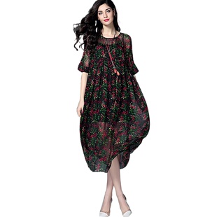 奈昕个性 印花dress连衣裙蚕丝里衬高档大牌 化私人定制116103卍卐