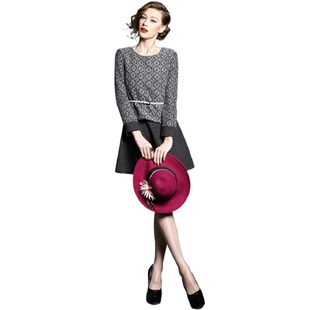 奈昕个性化私人定制连衣裙1000136桑蚕丝里布格纹毛呢裙顺丰新款