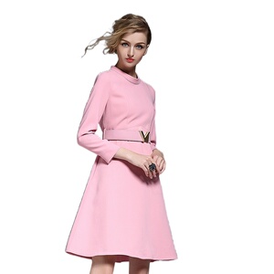 奈昕个性化私人定制 96268 new dress甜美森女气质收腰显瘦纯色A