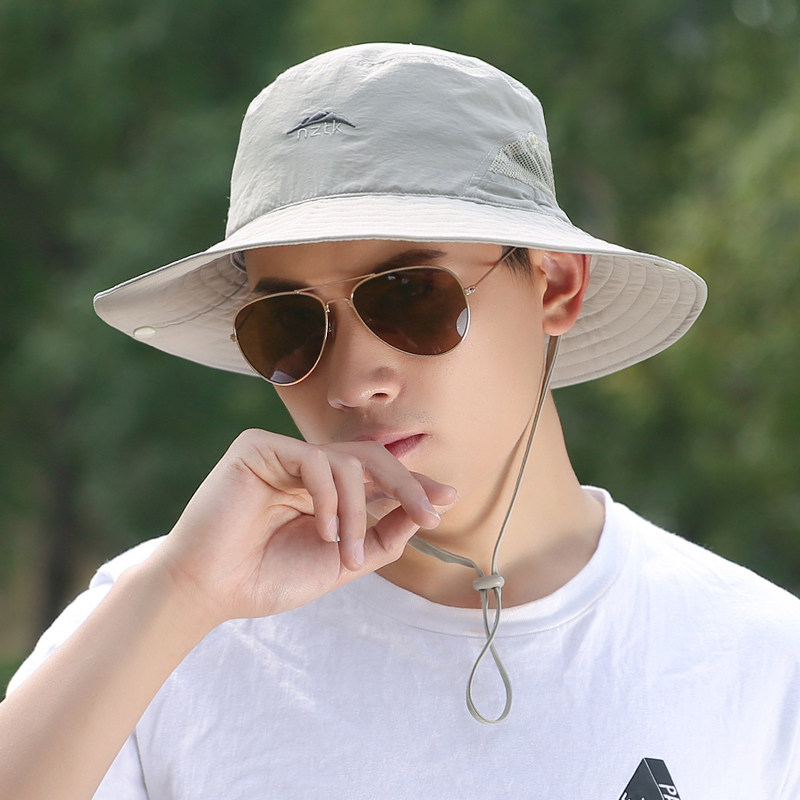 遮阳帽男士户外渔夫帽太阳帽夏季防晒帽中年休闲可折叠潮钓鱼帽子
