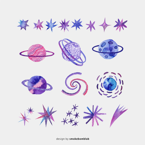 smokebomblab kids创意纹身贴纸 儿童 宇宙星空银河系星球