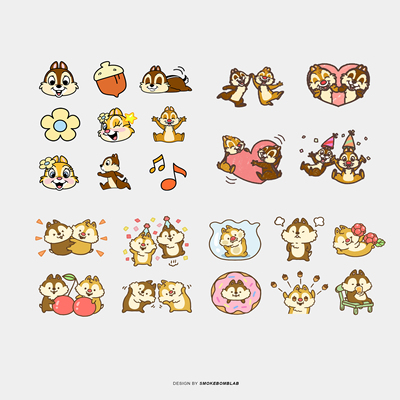 smokebomblab童趣可爱男孩女孩奇奇蒂蒂Chip&Dale松鼠防水纹身贴