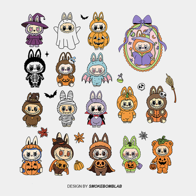 smokebomblab童趣万圣节halloween纹身贴labubu小怪兽南瓜