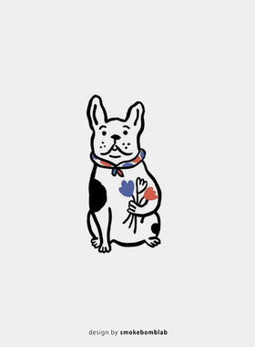 smokebomblab 创意儿童纹身贴纸 French bulldog呆萌法斗动物狗狗