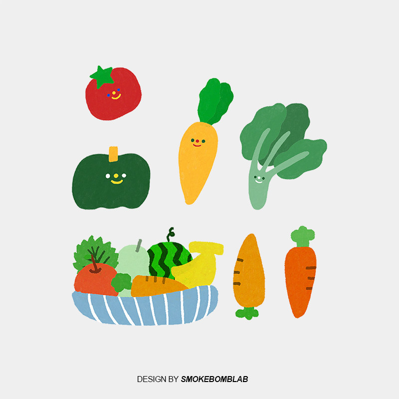 smokebomblab kids 萌系列 可爱蔬菜彩椒青椒胡萝卜儿童纹身贴纸,家居饰品,其他贴饰,淘宝优惠券,粉丝福利购,淘宝优惠卷