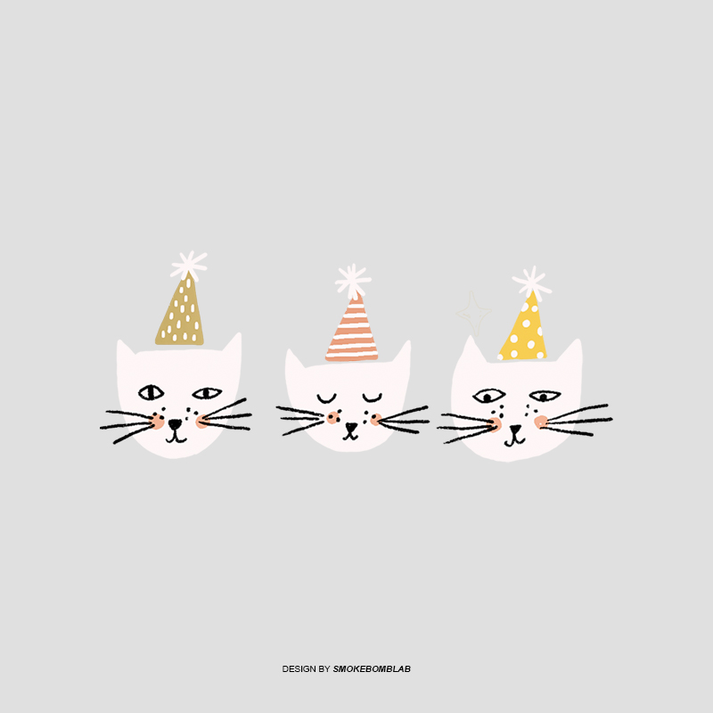 smokebomblab儿童安全无毒闪闪金色派对小猫party小动物纹身贴