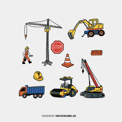 纹身贴纸工程车吊车交通