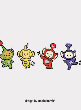 smokebomblab kids 创意儿童纹身贴 Teletubbies天线宝宝组合