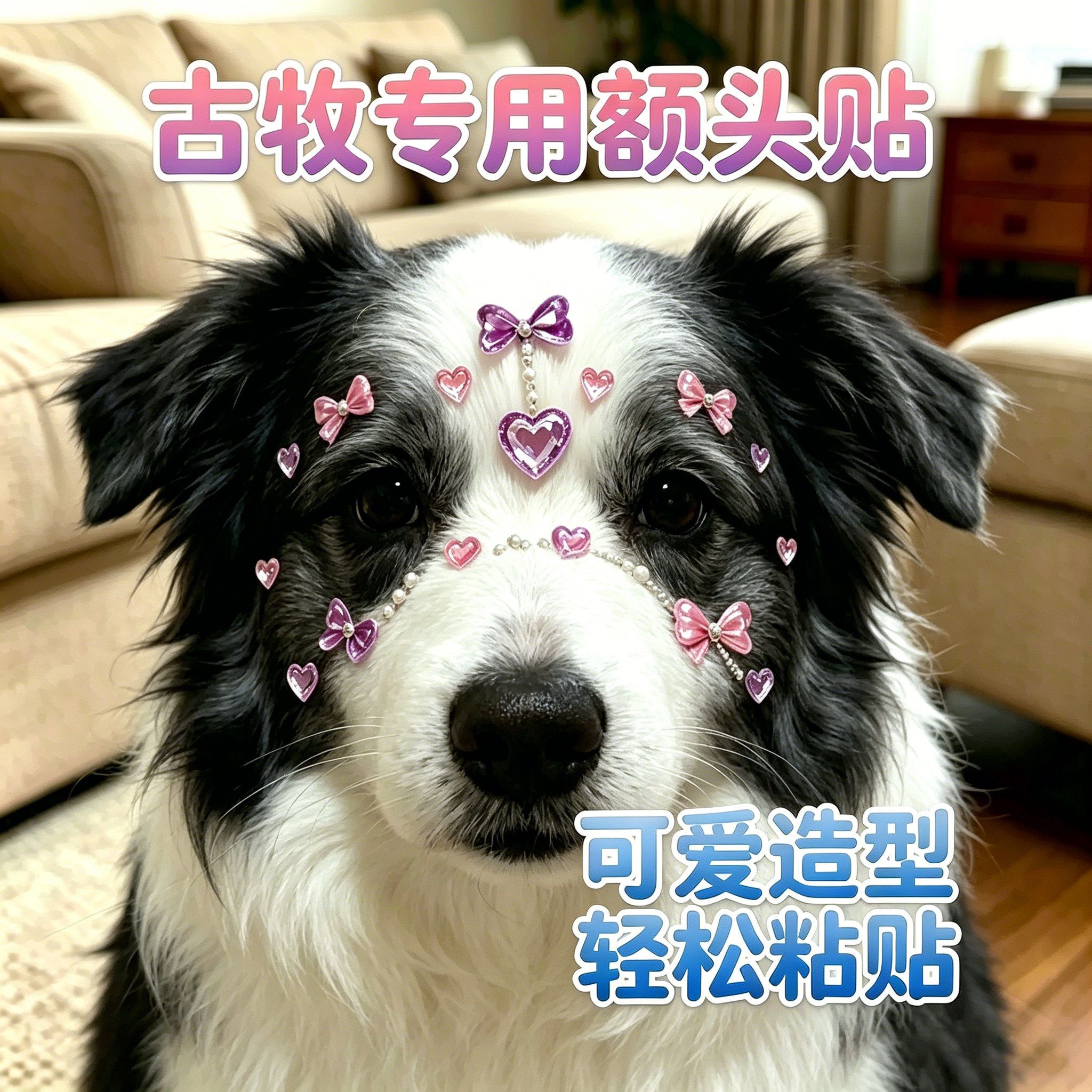 古牧专用狗狗额头贴纸头饰发饰小狗配饰宠物水晶贴装饰贴画钻石贴