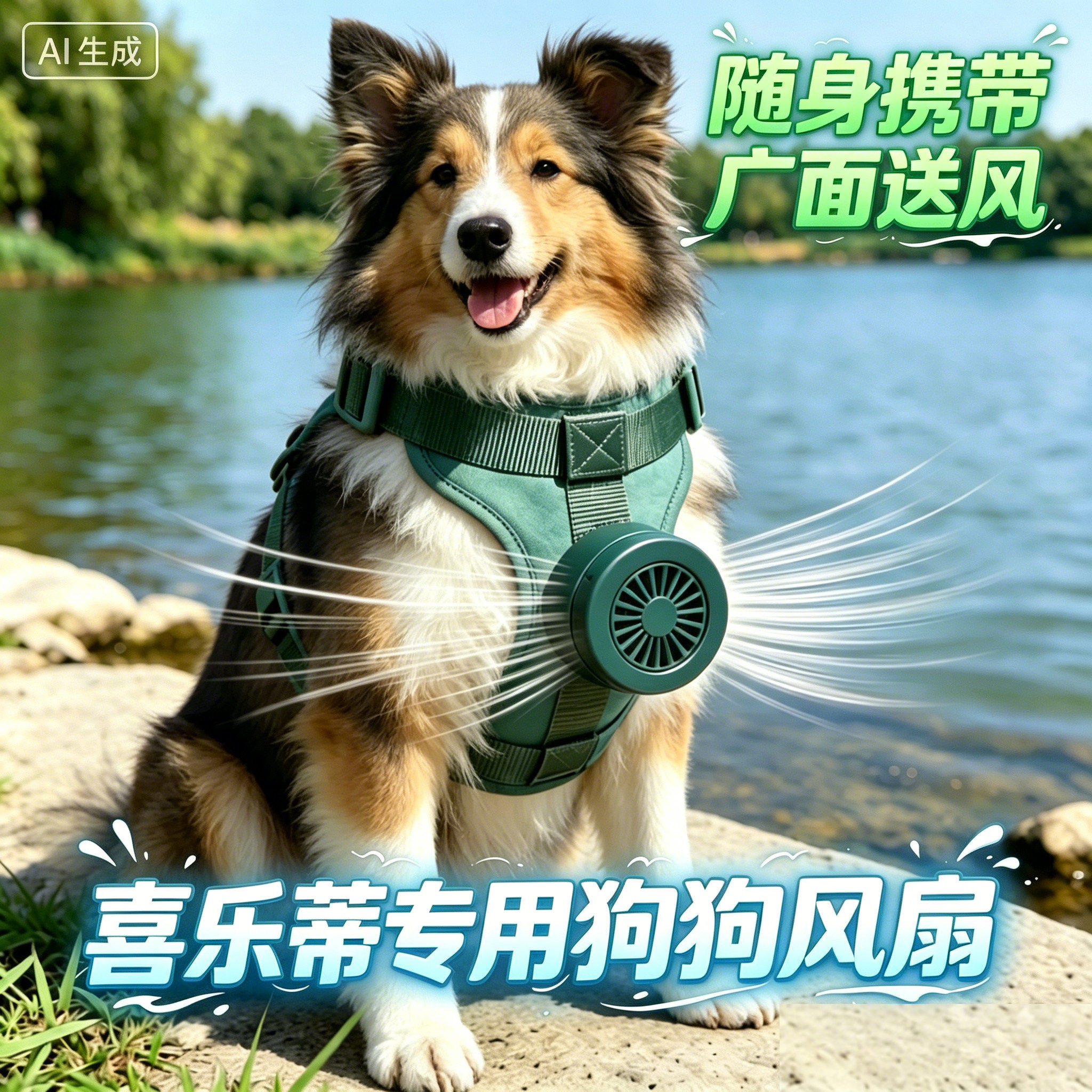 喜乐蒂专用狗狗风扇宠物电风扇狗用夏天降温神器夏季空调扇防中暑