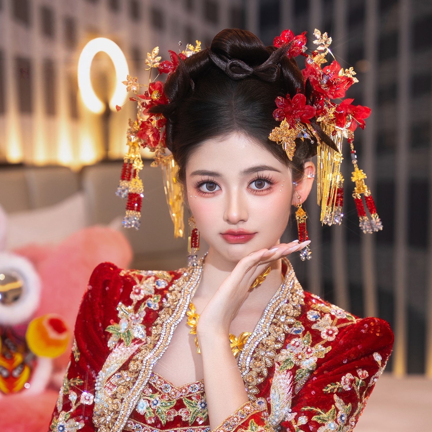 2025新款中式新娘头饰秀禾服龙凤褂汉服古风发饰古装婚礼结婚饰品